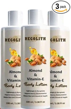 Regolith Almonds & Vitamin-E Body Lotion Skin Whitening Body Lotion For Dry Skins Men & Women (100 ml) - 3 Pack