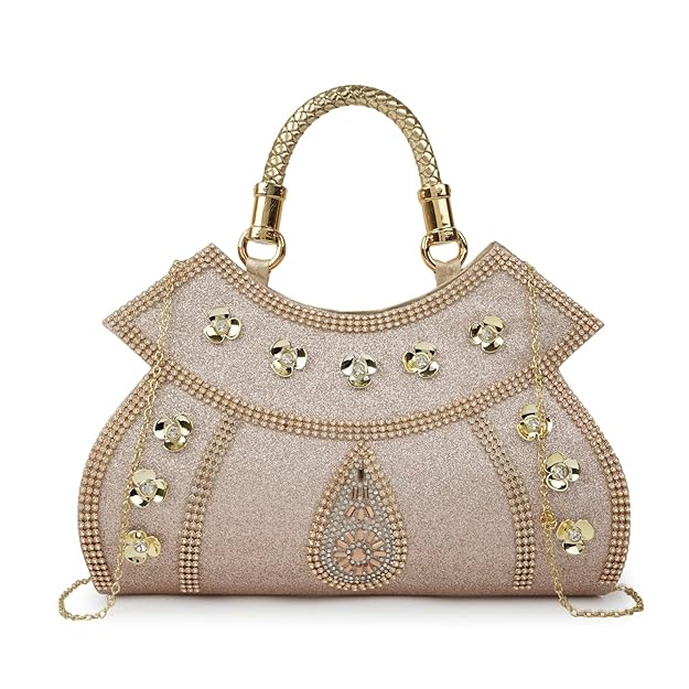 NORVE PU Stylish Fashionable Fancy Design Clutch Gold Chain Strap Handheld Clutch Hobo Crossbody Bag For Women