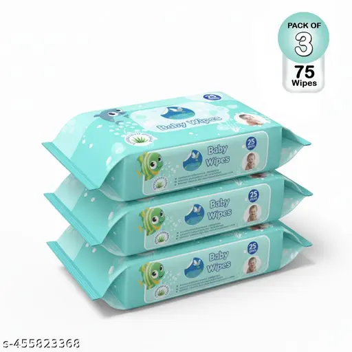 GLIDER Baby Wipes | 25 Wipes/Pack | Soft and Thick | Aloe Vera & Vitamins | (Pack of 3 ( 75 Wipes )