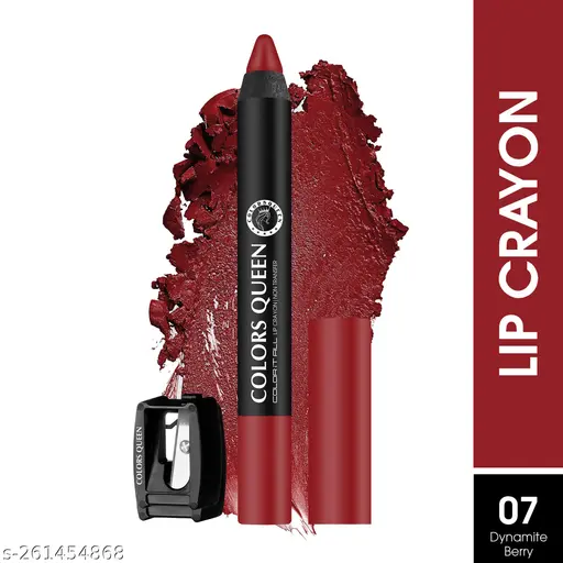 Colors Queen Color It All Lip Crayon Lipstick | Non Transfer Lip Crayon with Sharpener (Dynamite Berry, 3.5g)