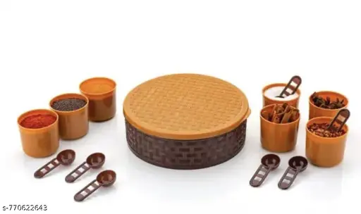 G.K.Plastic Masala Box for Kitchen with 7 Compartments and Spoons