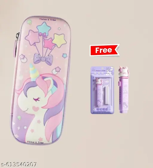 3D Cute Unicorn Pencil Case Hardtop EVA |Premium Stylish Pen & Pencil Holder |Stationery Compass Box Organiser |Cosmetic Zip Pouch |Birthday Party Return Gifts for Kids Students