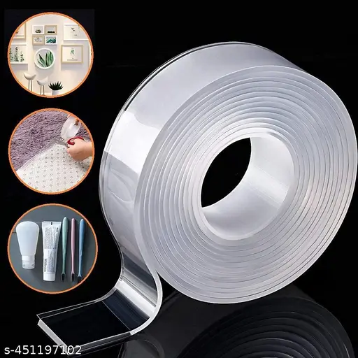 Transparent Double-Sided Tape – 3M Multipurpose Gel Grip Mounting Tape, Washable & Reusable, No Residue, Super Sticky Adhesive for Home and Office, 1mm Thick & 1.2 Inch Wide