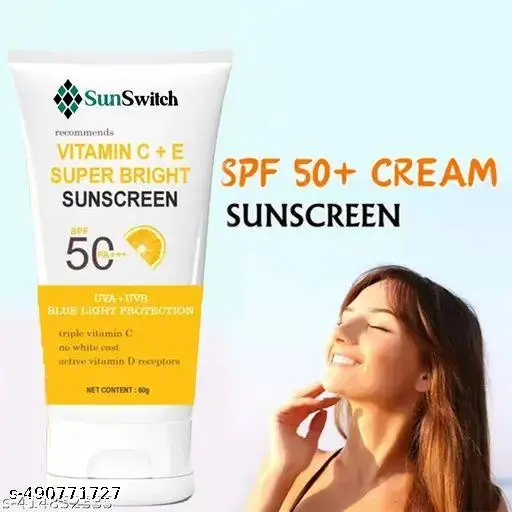 Sunscreen - SPF 50 PA+++ Vitamin C+E Super Bright Sunscreen, SPF 50 PA+++ (60 g) pack of 1