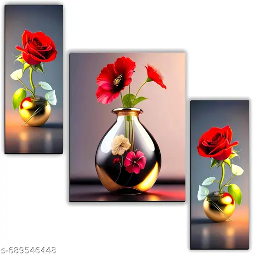 3 Panel Modern Floral Aesthetic Home decor canvas art