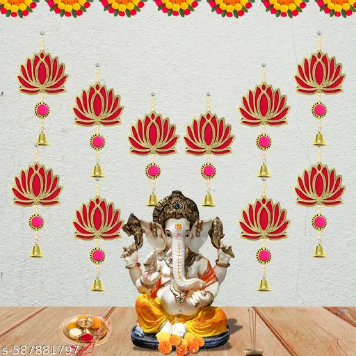 Wall Hanging Lotus Latkan Toran for Home Decoration- Hand Crafted (Pack of 10)