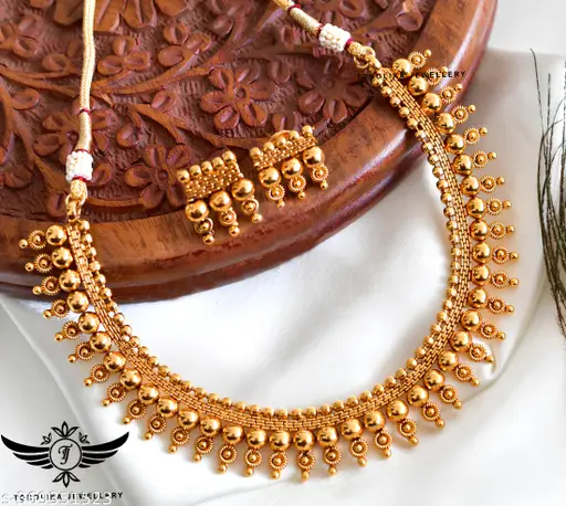 Brass gold plated south indian jewellery set