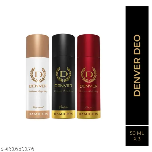 DENVER Caliber,Honour & Imperial Nano Deo Long Lasting Set of 3 Deodorant Spray - For Men & Women