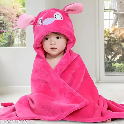 BRANDONN Baby Blanket Newborn Hooded Wrapper Blanket For Baby Boy And Baby Girl, Hotpink Bear