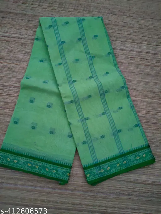 Tant Pure Cotton Old Women Green Inch par Saree