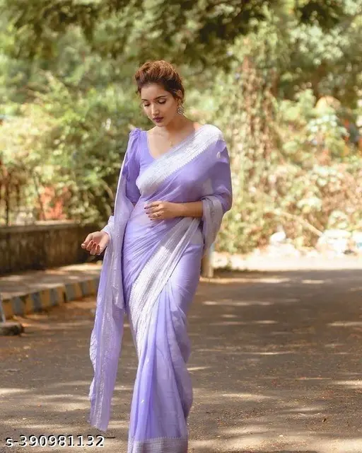 Woven Kanjivaram Cotton Silk Saree (Purple)