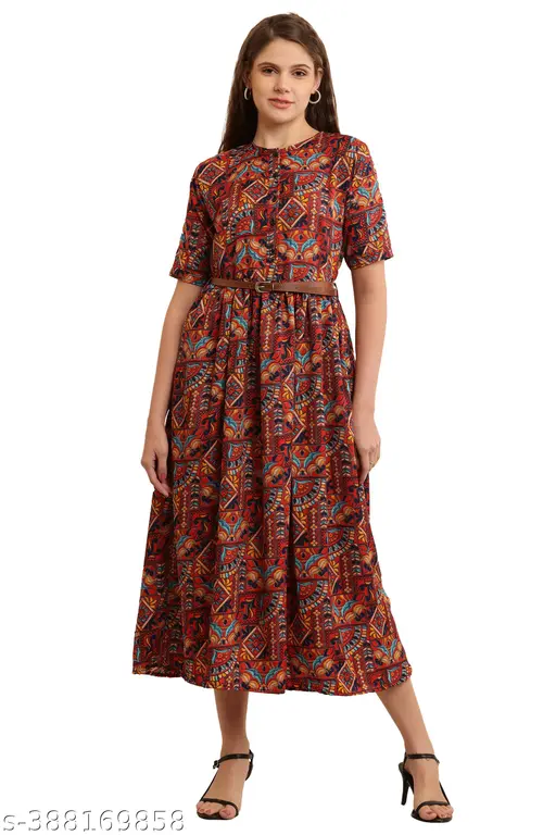 Women Fit and Flare Long Dress