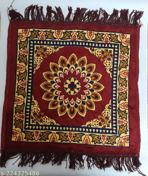 Velvet Prayer Mat/Aasan/Pooja Mat/Meditation Mat/Multipurpose Velvet Rug Mat (19x19 inch) – 1 piece