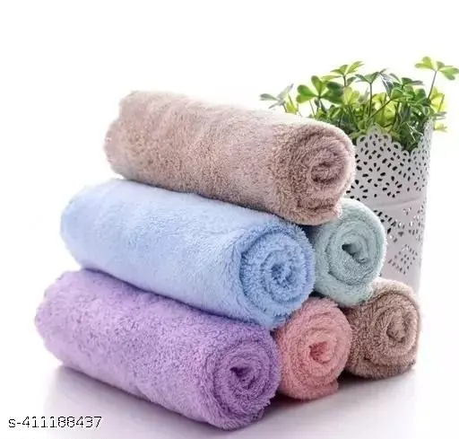 Outlay Home Face Towel/Handkerchief/Rumal Microfiber Small Size.Soft and Super Absorbent Face Towels for Women's, Kids and Newborn Babies - 25x25 CM (Pack of 12 Pieces)