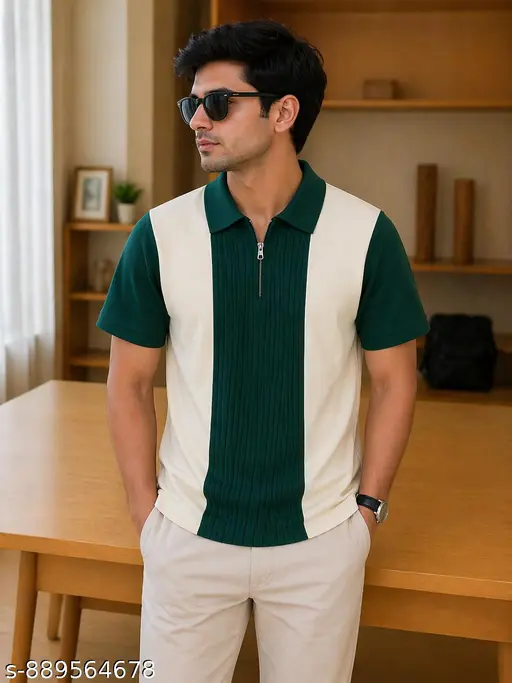 Men's stylish zip-neck T-shirt