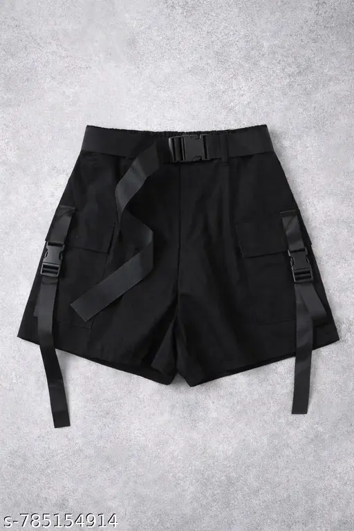 Women solid cotton cargo stylish shorts