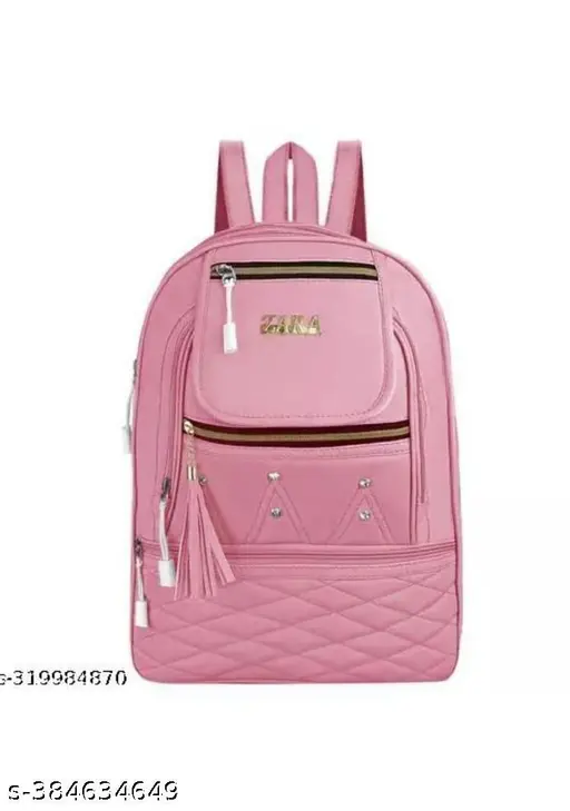 Fancy woman Backpack college Office and school girl Backpack -Zara peach