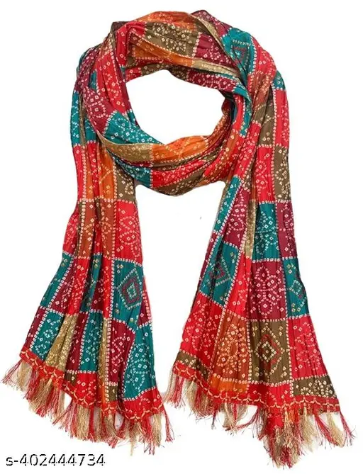 Women's Bandhani and Patola Print Dupatta - Traditional Art Silk Dupattas for Women