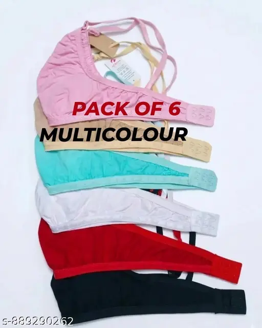 Fancy woman and Girls regular stylish bra pack of 6 Multicolor Non-Wired Bra and Non-padded Bra
