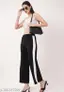 Bestselling Women Black High Waist Wide Leg Pants with White Side Stripe