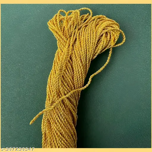 HiTechMart 1MM Thick Metallic Zari Threads for Jewellery Making, Bracelet Making, Zari Thread for Aari Work, Embroidery Work, Dori/Rope/Dhaga (Yellow Gold Color)