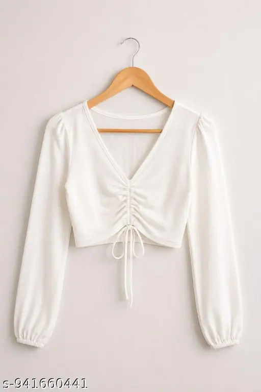 Midnight Ruched Tie-Up Crop Top