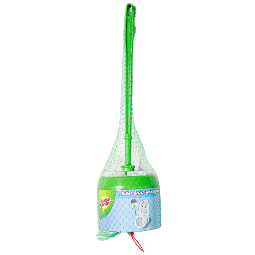 Scotch Brite Round Toilet Brush with Holder (Nylon, Green)