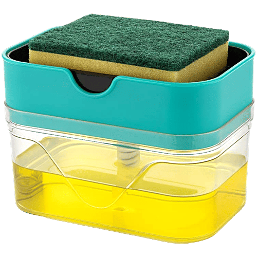Spasht 2-In-1 Sponge Holder & Soap Dispenser Pump (Plastic, Green)