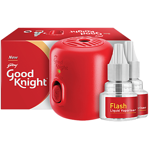 Good Knight Flash Liquid Vapourizer, Mosquito Repellent Refill, 1 pc (1 Machine + 2 x 45 ml Refills)