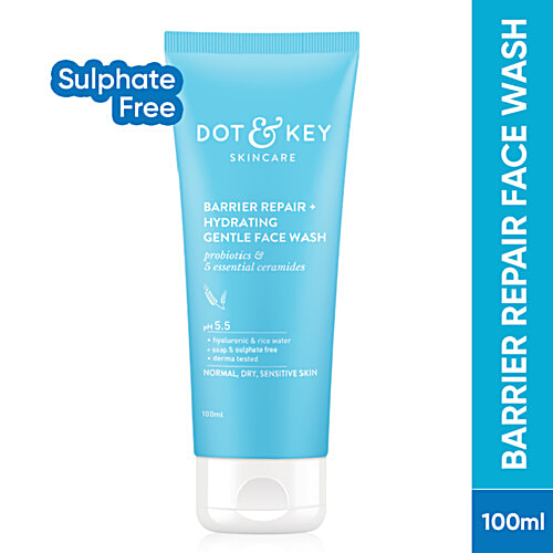 Dot & Key Barrier Repair + Hydrating Gentle Face Wash - pH 5.5, For Normal To Dry Skin, 100 ml