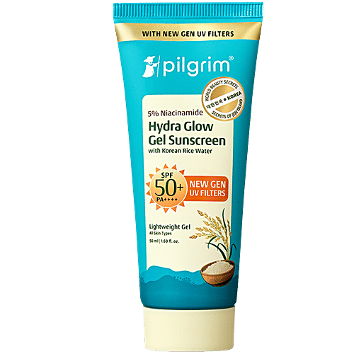 Pilgrim 5% Niacinamide Hydra Glow Gel Sunscreen With SPF 50+ PA++++, 50 ml