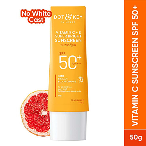 Dot & Key Vitamin C + E Super Bright Sunscreen - SPF 50, PA+++, Enhances Skin Glow & Radiance, 50 g