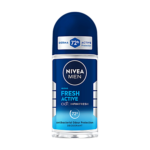 Nivea Fresh Active Men Deodorant Roll On - 48h Long lasting Freshness, 50 ml