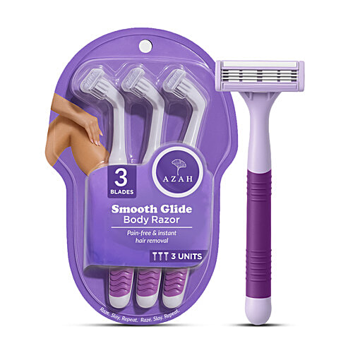 Azah Smooth Glide Body Razor For Women - Pain Free & Instant Hair Removal, 3 pcs