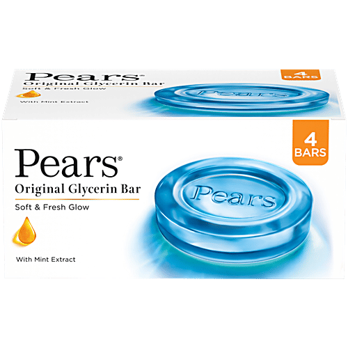 Pears Soft & Fresh Glycerine & Mint Extracts Bathing Bar, 125 g (Pack of 4)