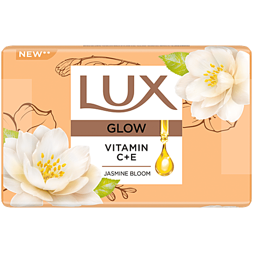 Lux Glow Jasmine Bloom Bathing Soap Bar With Vitamin C & E, 450 g (3x150g)