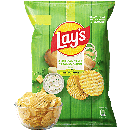 Lay's American Style Cream & Onion Potato Chips, 58 g Pouch