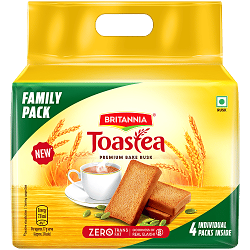 Britannia Toastea Premium Bake Rusk With Goodness Of Elaichi, Sooji & Wheat, 1 kg