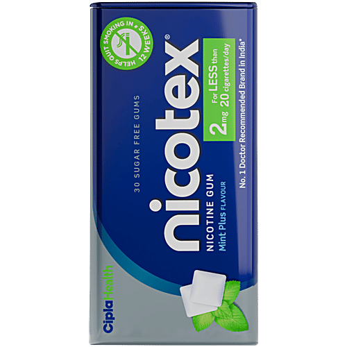 Nicotex Mint Plus Flavour Sugar Free Nicotine Gums - 2 mg, 30 pcs